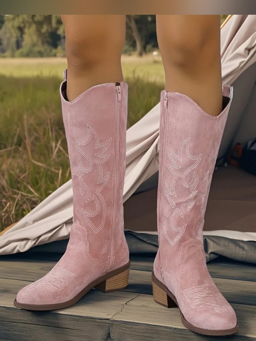 Elegant Light Pale Pink Heeled Boots for Women